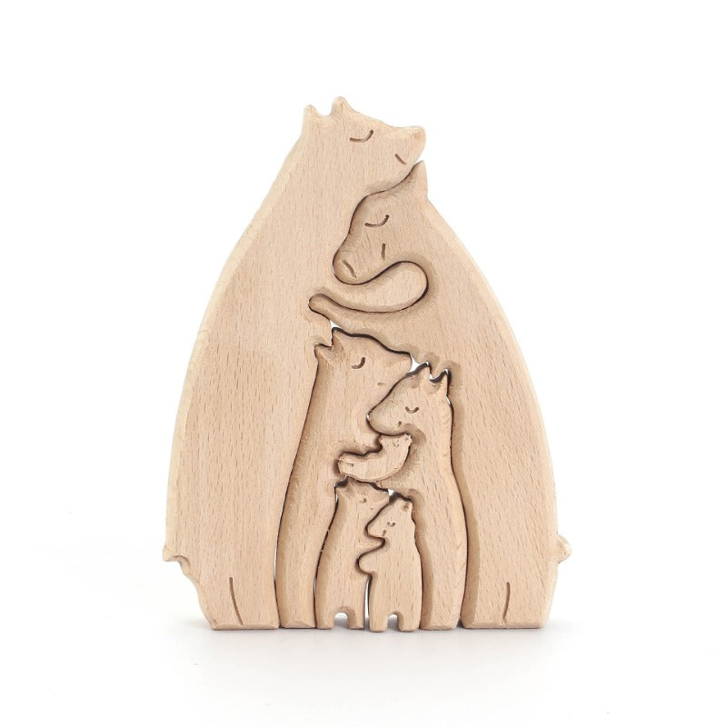 Wholesale of Mother's Day Teddy Bear Family Wooden Ornaments